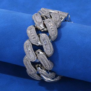 <b>Mens</b> Lab Grown Diamond 925 <b>Silver</b> Iced Out Cuban Link Bracelet Luxury Statement Chain Fashion Bracelet <b>For</b> <b>Men</b> - Product Image 2