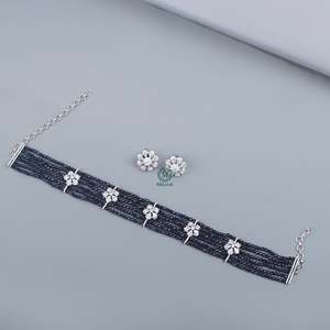 Emilia Pearl CZ Designer Choker Set-Gold Plated Fashion Jewelry with Zirconia for Wedding and Festival - Product Image 1