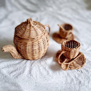 Juego de Tetera de Mimbre Hecha a Mano, Juguete de Mimbre, Venta al por Mayor, Juego de Tetera y Taza de Mimbre, Juguetes - Product Image 6