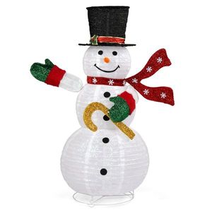 Pupazzo di Neve Luminoso da 120 cm per Esterni, Grande Decorazione Natalizia con 100 Luci LED, Decoro Natalizio da Giardino con Cappello e Sciarpa - Product Image 2