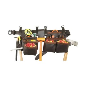 Genuine Leather <b>Tool</b> Belt <b>Carpenter</b> Apron with Multiple Pockets Adjustable Strap for Electrician Maintenance Use - Product Image 3