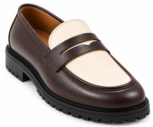 Mocassins Penny bicolores marron et beige pour hommes avec semelle épaisse - Product Image 2