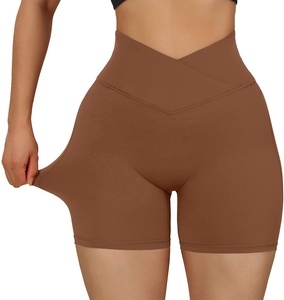 Shorts d'été personnalisés écologiques pour femmes, taille haute, qualité supérieure, élégants, décontractés, respirants, couleur unie, effet délavé - Product Image 1