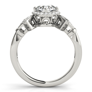 Bague de fiançailles et de mariage de luxe avec halo de diamants ronds cultivés en laboratoire certifiés IGI, design décoratif latéral, or 10K 14K 18K, argent 925 935 - Product Image 4