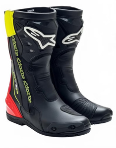 Bottes de moto pour homme, noires, rouges, jaunes, mi-mollet, fermeture éclair, cuir véritable, résistantes à l'abrasion, semelle extérieure en caoutchouc, semelle intermédiaire en EVA - Product Image 2