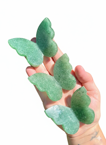 Quartz vert naturel, ailes de papillon 3D sculptées, pierre énergétique, spécimen minéral de guérison, décoration de bureau - Product Image 2