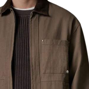 Chaqueta con Cuello en Contraste de Tela Twill para Hombre y Mujer, con Diseño Elegante, Cierre de Cremallera y Tela de Alta Calidad en Color Marrón - Product Image 3