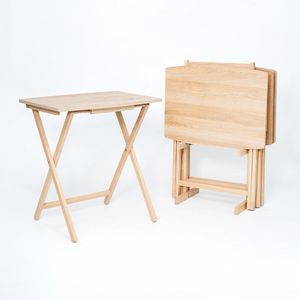 Set di 4 tavoli pieghevoli XL oversize con ripiano, tavoli da pranzo naturali - Product Image 1