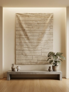 Alfombra Moderna Texturizada Hecha a Mano |   Alfombra Minimalista Beige Abstracta para Sala de Estar, Dormitorio e Interiores de Hotel - Product Image 1