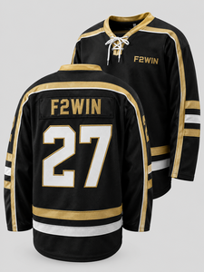 Camiseta de Hockey sobre Hielo F2WIN para Hombre, Blanca, Verde Azulado y Negra, Manga Larga, Estampado Personalizado, Malla Transpirable, Ropa Deportiva, Corte Regular - Product Image 5