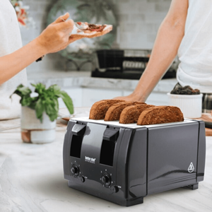 Black 4-Slice Dual Control Toaster with Wide Slot for Efficient <strong>Toasting</strong> - Product Image 3