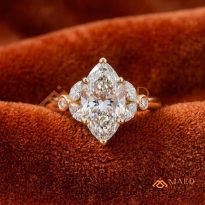 Bague en moissanite taille poire pour femme, bague de fiançailles en or, bijou de promesse nuptiale avec halo, cadeau pour anniversaire - Product Image 1