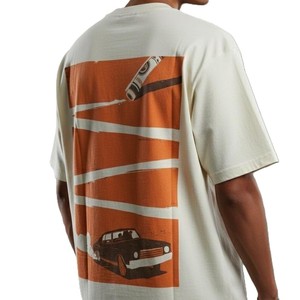 Camiseta Extra Grande para Hombre con Estampado Naranja, Manga Corta, Cuello Redondo, Estilo Casual, 100% Algodón Jersey, Transpirable - Product Image 2