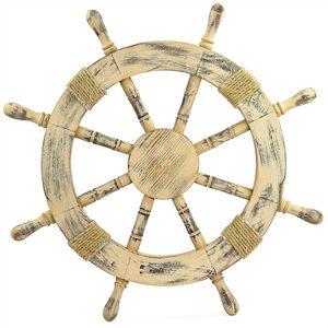Décoration murale en bois de pin nautique, roue de bateau pirate vintage, volant marin pour la maison ou le bureau - Product Image 6