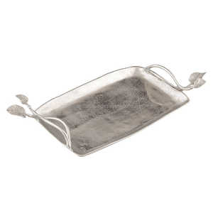 Plato Redondo Plateado con Borde Festoneado, Orgánico, con Diseño Martillado y Relieve Profundo, para Frutas y Charcutería, Ideal para Catering de Eventos de Lujo - Product Image 2