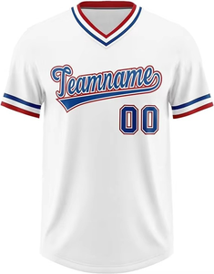 Camiseta de Béisbol de Alta Calidad para Hombre, Cuello en V, Manga Corta, Estampado por Transferencia de Calor, Uniforme Deportivo Sólido, 100% Poliéster - Product Image 3