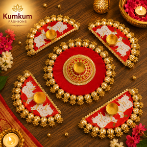ชุดตกแต่งงานเทศกาล Diwali ของอินเดีย พร้อมเชิงเทียน Rangoli ทำมือ สไตล์อาร์ตเดโค วัสดุไม้และโลหะ เหมาะสำหรับงานแต่งงาน งานเลี้ยง และตกแต่งโต๊ะกลาง - Product Image 4