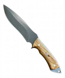 Couteau de camping à lame fixe en acier à haute teneur en carbone avec lame gravée à l'acide noir et manche en bois de zèbre - Product Image 2