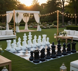 Jeu d'échecs géant de luxe pour thème de cocktail – Accessoire de divertissement haut de gamme pour mariages en extérieur et en intérieur, idéal pour les mariages en destination - Product Image 1