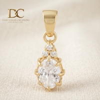 Pendentif en or jaune massif 14 carats certifié IGI avec diamant de laboratoire, collection classique et récente pour collier femme