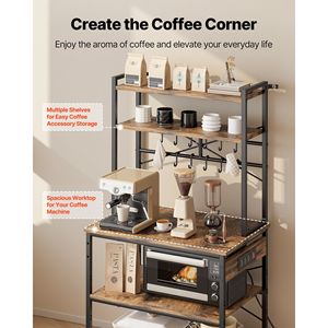 Scaffale da Cucina a X con 12 Ganci a S, Cavo di Alimentazione da 1,5 m, Supporto e Ripiani per Prese Elettriche - Product Image 5