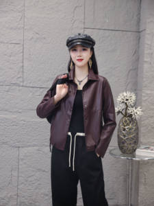Chaqueta Bomber de Cuero Genuino Ecológico para Mujer, Estilo Casual, Holgada, Vintage, Primavera/Invierno, Talla XL, con Garantía Comercial - Product Image 2