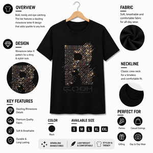 Camiseta de Manga Corta para Hombre Cosh International Negra con Diseño de Letra B con Pedrería, Corte Regular, Cuello Redondo, Estilo Casual - Product Image 6