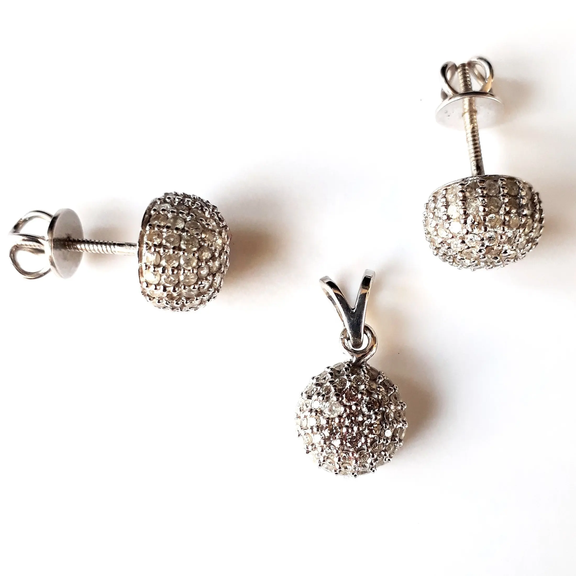 Nieuw Design 18K Wit Goud Diamanten Hanger Oorbellen Ring Sieraden Set Best Verkopende Gouden Studs Diamanten Set