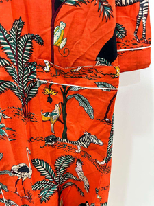 Robe Kimono en Coton Imprimé Tigre pour Femme, Peignoir Bohème Rouge Léger, Kimono d'Été, Cache-Maillot de Plage, Robe de Détente - Product Image 3
