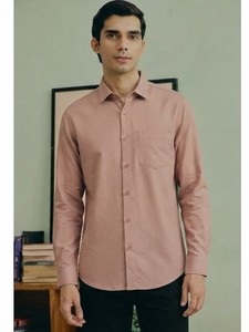 Men's Pink Solid Cotton Dress Shirt Full Sleeve Turn-<b>down</b> Collar Breathable Cotton Fabric Smart Casual Summer Wear - Product Image 1