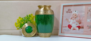Decorative Brass Adult Urn Handmade Burial Cremation Urn Green <b>Memorial</b> <b>Keepsake</b> Vessel - Product Image 3
