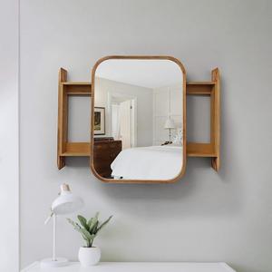 Espejo de Pared Moderno de Mediados de Siglo con Forma de Pastilla y Madera Curvada - Product Image 2