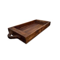 Plateau de service minimaliste en bois de teck laqué avec poignées, multifonction, sans BPA, qualité alimentaire, facile à nettoyer, pour cuisine, salon, boissons
