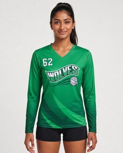 Maillot de volley-ball pour femmes, best-seller, design personnalisé, tissu polyester, manches longues, col en V, doux et confortable, maillot de sport d'équipe - Product Image 1