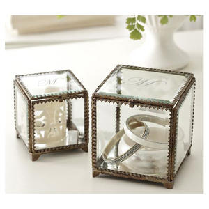 Boîtes à bijoux modernes en verre biseauté en laiton, style européen classique |   Organisateur de bijoux artisanal haut de gamme avec logo couleur personnalisé pour - Product Image 5