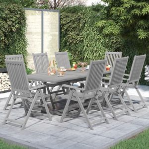 Juego de Comedor Extensible Estándar de Madera de Acacia Sólida Gris para Jardín - Product Image 1