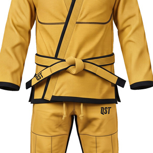 Uniforme Premium de Jiu-Jitsu Brasileño QST Unisex BJJ Gi 100% Algodón Antibacterial Transpirable Ecológico 440g con Ribete Dorado y Negro - Product Image 5