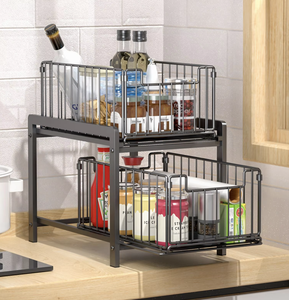 OEM/ODM Vietnam 2 Tier Slide Out <b>Under</b> Sink Organizer Drawer Kitchen Bathroom Cabinet Storage Rack - Product Image 4