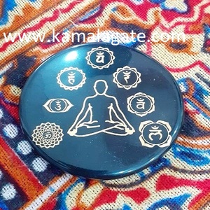 Natural Black Obsidian 55mm Engraved Polished Eco-friendly Folk Art Gemstone Christmas Life Tree Stars Moon Energy Pad DIY - Product Image 2