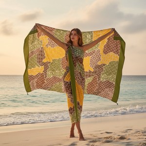 <b>Sarong</b> Handmade Batik Inspired Pattern High Quality Fabric Women Beach Dress Cover Up Summer Holiday Wear Trendy Ethnic Beach - Product Image 2