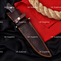 Couteau de chasse Bowie à lame fixe conique en acier inoxydable Loveless de 13 pouces avec manche en cuir, par UA Supplies