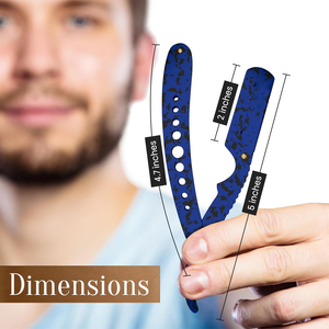 Navaja de Afeitar Recta de Mármol Azul Premium, Navajas de Afeitar Plegables de Acero Inoxidable, Herramientas Profesionales para el Cuidado de la Barba en Salón - Product Image 5