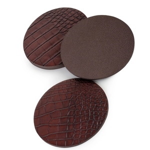 Luxury Round Leather <b>Coaster</b> Set Custom Logo Waterproof Heat Resistant Non-Slip PU Leather <b>Drink</b> <b>Coasters</b> for Bar Home Office - Product Image 4