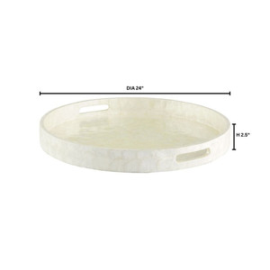 Modern Wood Decorative <b>Tray</b> Set Round Serving <b>Trays</b> <b>Handles</b> Luxury Vanity Organizer American Style Multifunction Coastal Home - Product Image 2