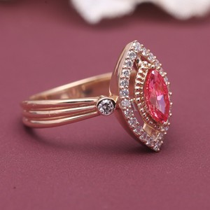 Luxury Marquise Cut Pink Diamond <b>Ring</b> 18K Yellow / White & Rose Gold Halo Diamond <b>Ring</b> Women Wedding Engagement Fine Jewelry - Product Image 4
