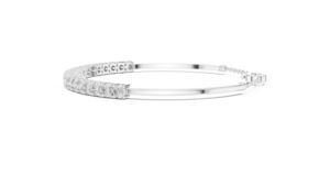 Radiant Cut Lab Grown Diamond Half-<b>Bangle</b> Tennis <b>Bracelet</b> in 18K Gold Plated <b>Silver</b> Rhodium Plated - Product Image 2