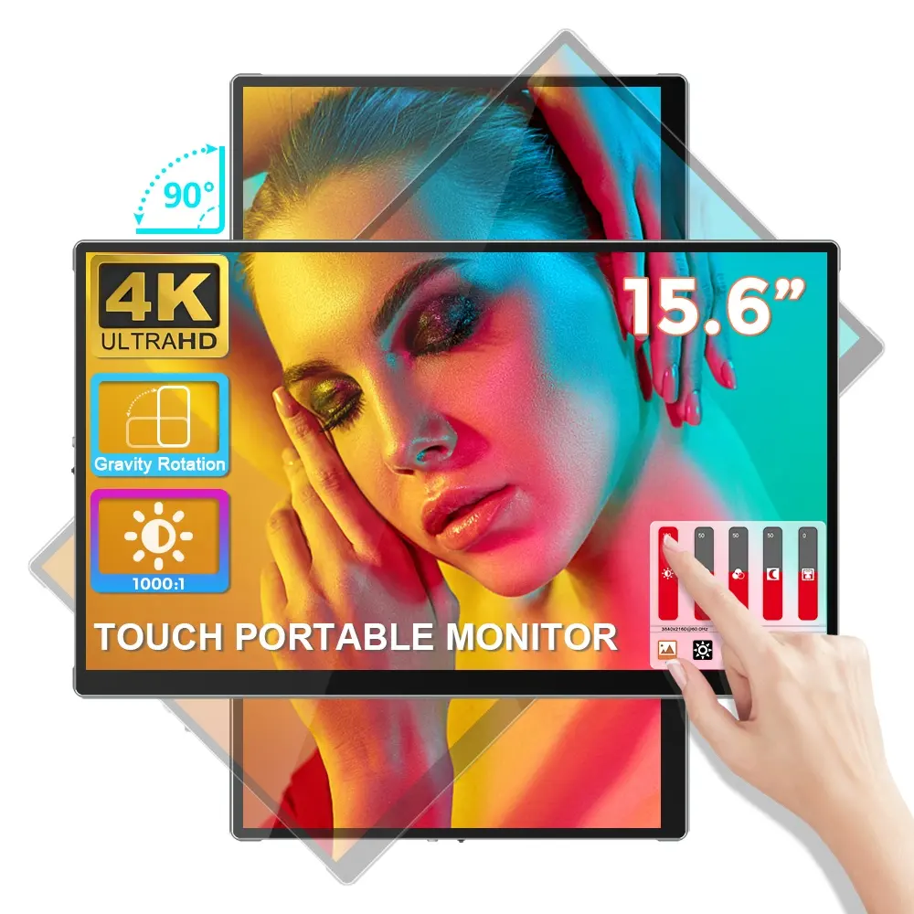 Patented Slim Bezel design 15.6 inch 4k type C monitor dual portatil TouchScreen gaming screens external portable monitor laptop