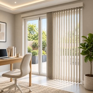 Persianas verticales de tela premium con estilo moderno, elegante y sofisticado, tamaño personalizado para ventanas de hogar, oficina o habitación infantil. - Product Image 1