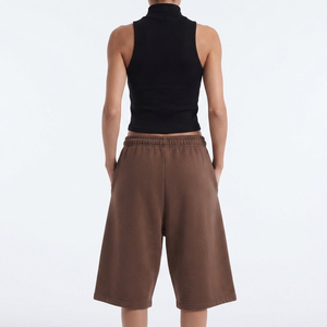 Pantalones Cortos de Felpa Gruesa para Mujer, Estilo Baggy, Largos hasta la Rodilla, con Bordado Desgastado, 450 GSM, de Tejido Terry - Product Image 2