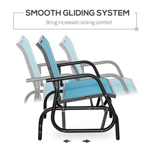 Dondolo a Doppia Seduta per 2 Persone con Telaio in Acciaio Verniciato a Polvere per Giardino, Cortile e Portico - Product Image 4